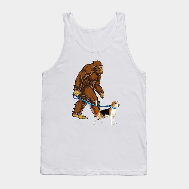 Funny Bigfoot Sasquatch Walking Beagle Tank Top by JameMalbie